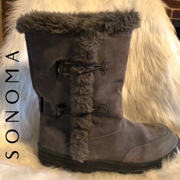 Sonoma Shoes - Sonoma, 10, Suede Boots with Faux Fur Lining